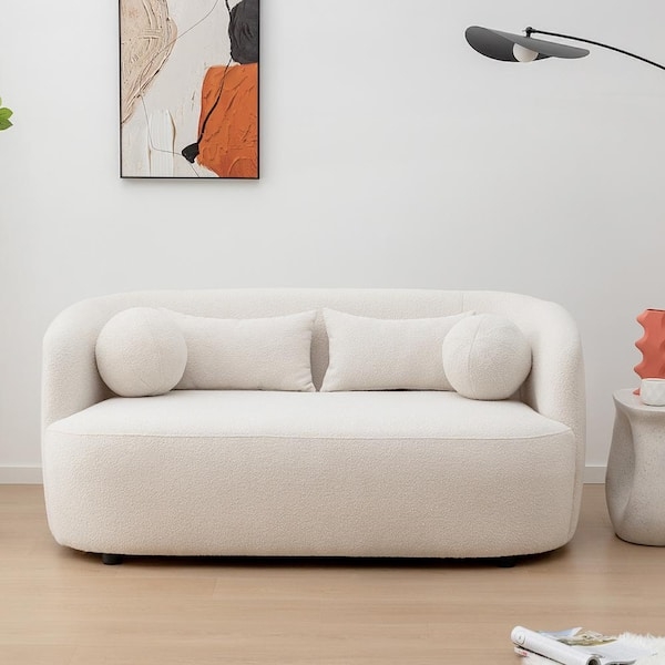 Loveseat Boucle Texture Organic Shape Curved Silhouette Curved Organic Sofa