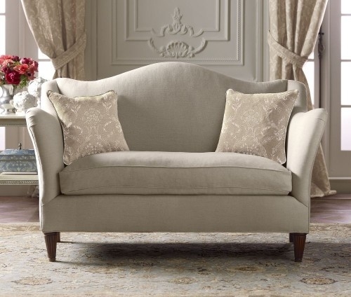 Loveseat Camelback Blue Floral Toile Print Cabriole Legs French Country