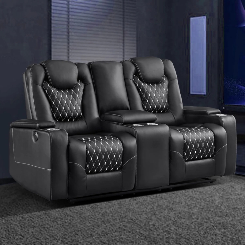 Loveseat, Charcoal Grey Button Tufted Seat, Track Arms Tapered Legs