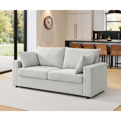 Loveseat Charcoal Grey Tapered Legs Square Arms Mid Century
