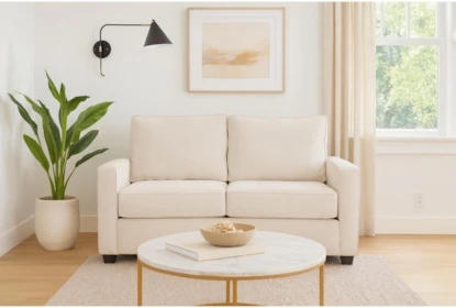 Loveseat Contemporary Seating Tapered Wood Legs Loose Back Cushions