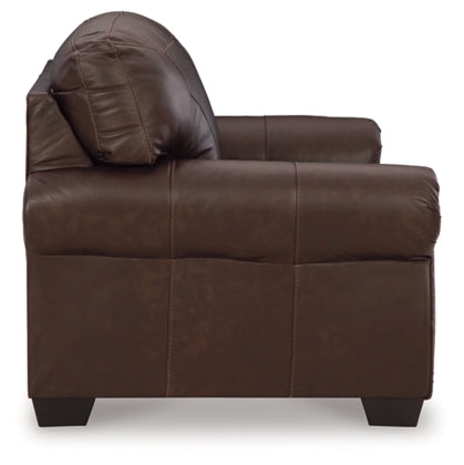 Loveseat Dark Brown Leather-Like Tight Back Rolled Arms Espresso Seating