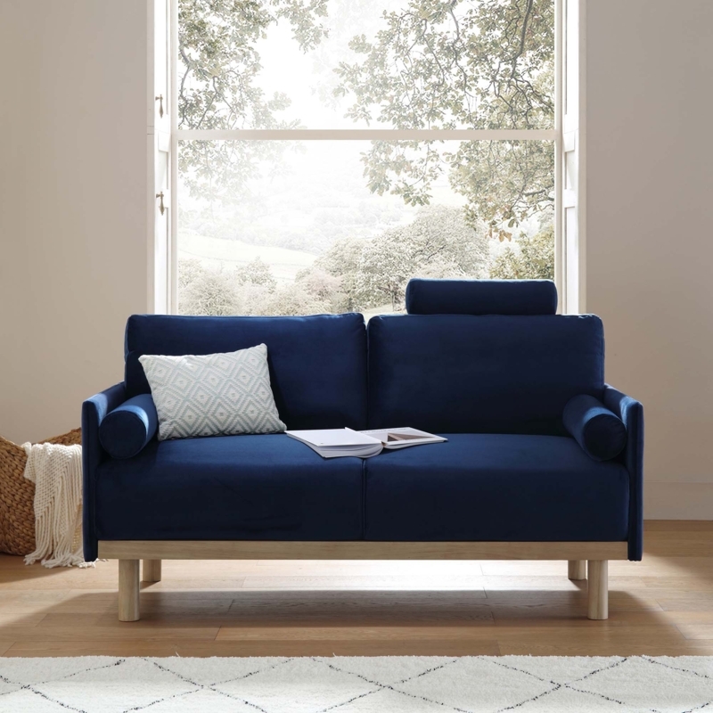 Loveseat: Exposed Wood Base, Vertical Channel Tufting, Modern