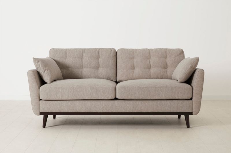 Loveseat Light Gray Track Arms Tapered Legs Mid Century Modern Minimalist