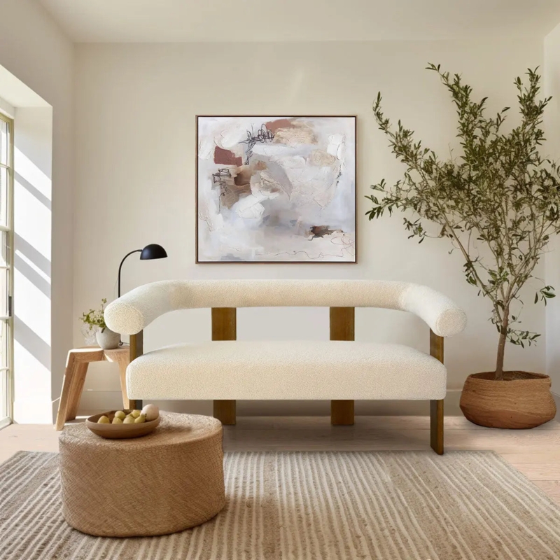 Loveseat Sculptural Silhouette Tight Seat Curved Back Small Sofa