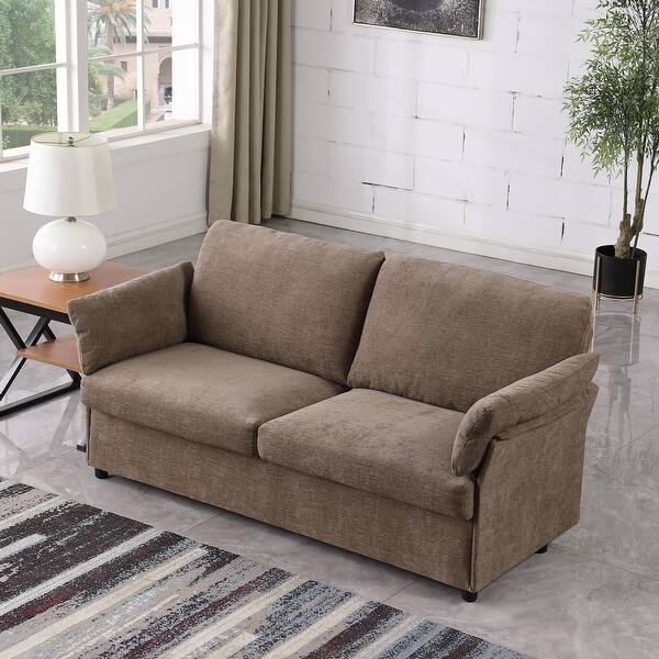 Loveseat Sofa with Bench Style Seat, Minimalist Living Room Seating