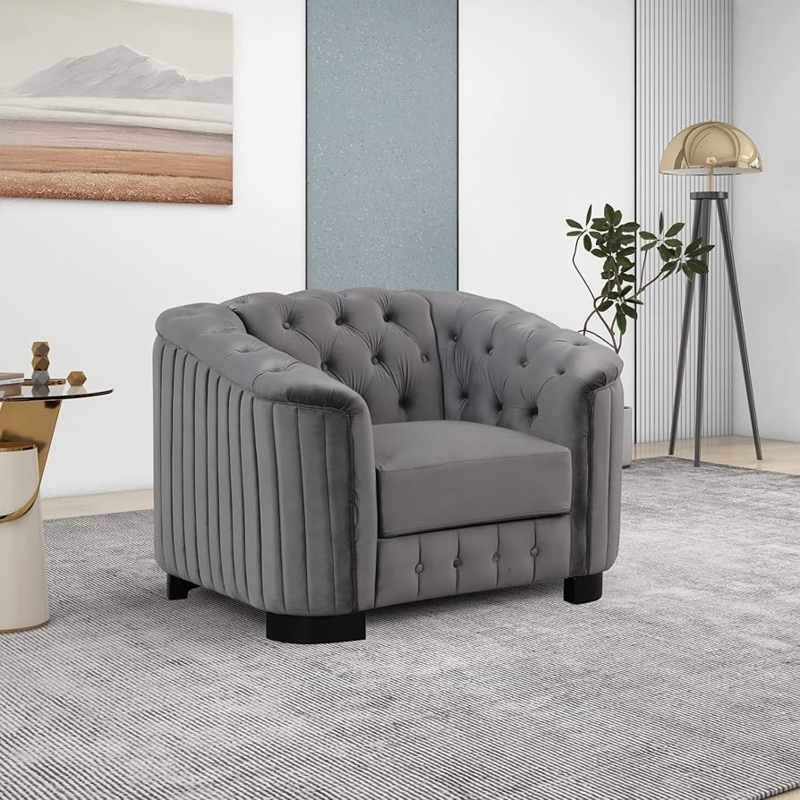 Loveseat Teal Velvet Chesterfield with Scrolled Arms and Button Tufting