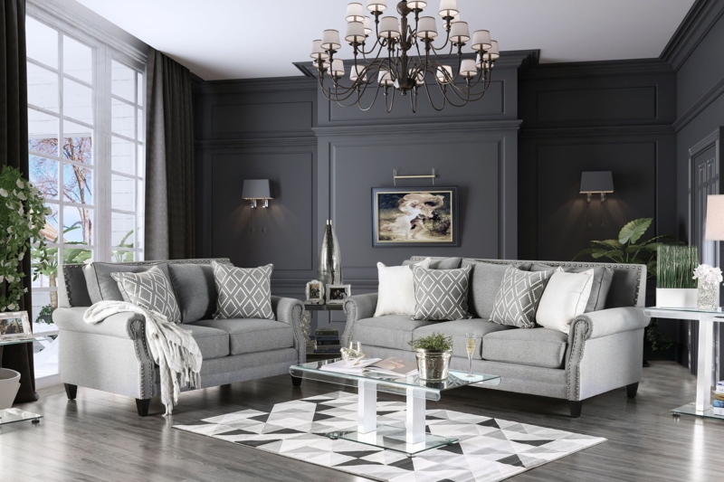 Loveseat Traditional with Diamond Button Tufting & Nailhead Trim