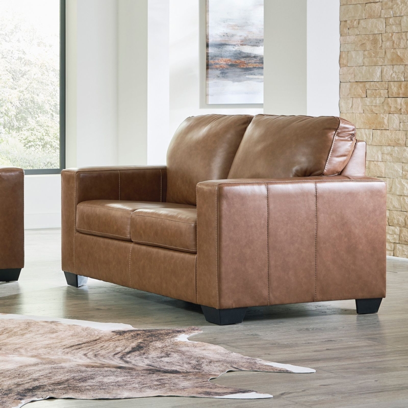 Loveseat with Blocky Silhouette, Earthy Tones Lounge Furniture