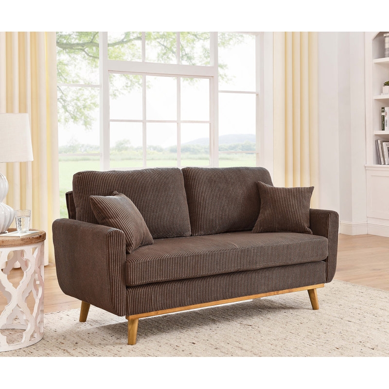 Loveseat with Corduroy Texture and Tapered Legs Living Room Seating