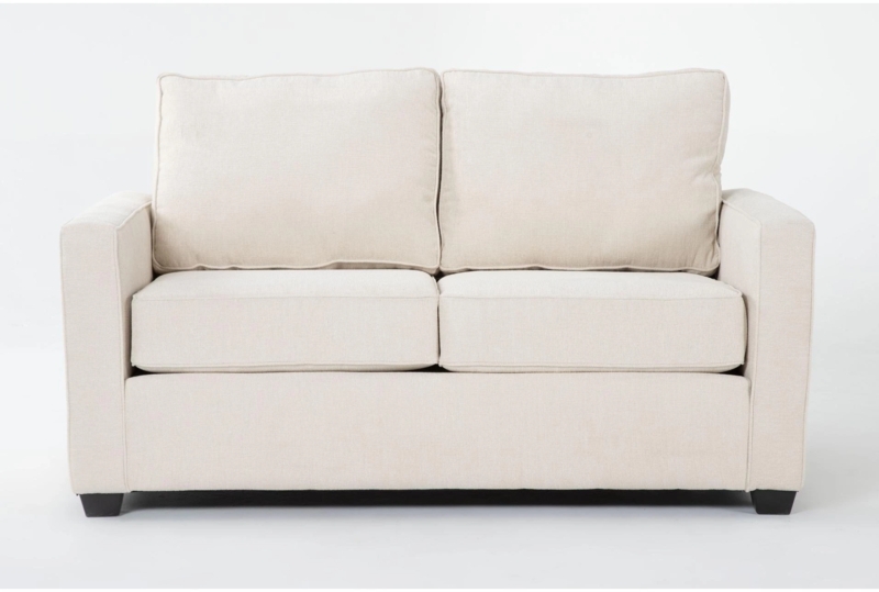 Loveseat with Track Arms and Block Feet for Apartment Sized Seating
