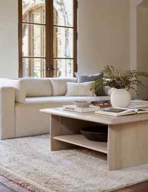 Low Profile Coffee Table Dark Brown with Full Length Shelf