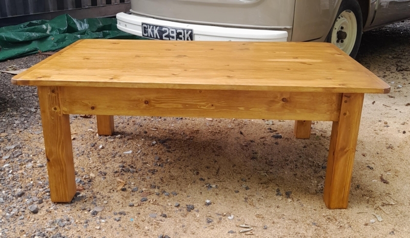 Low Profile Coffee Table Weathered Texture Chunky Design