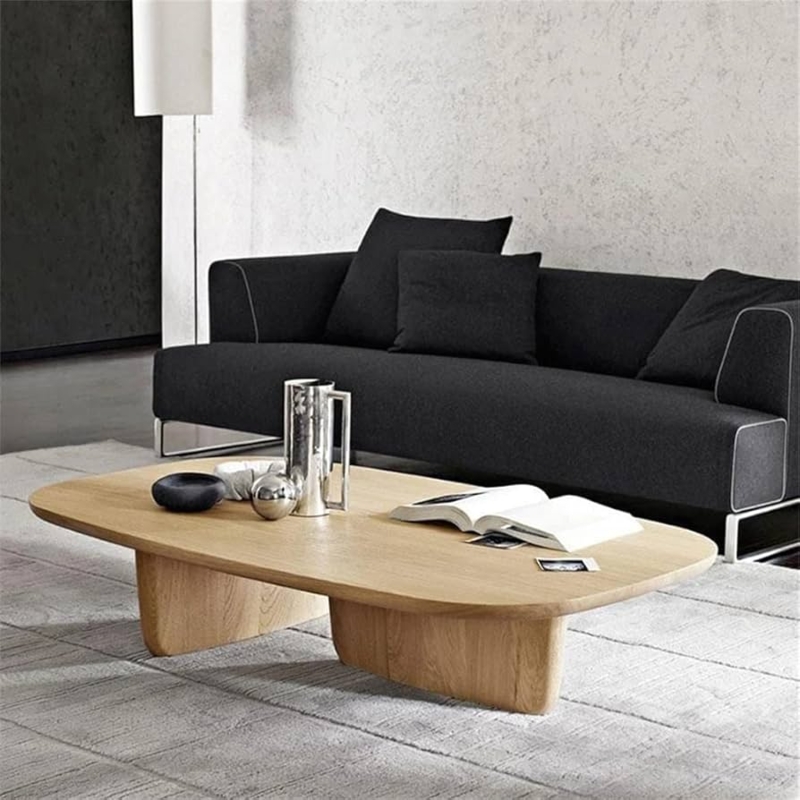 Low Profile Coffee Table with Thick Top and Rounded Corners