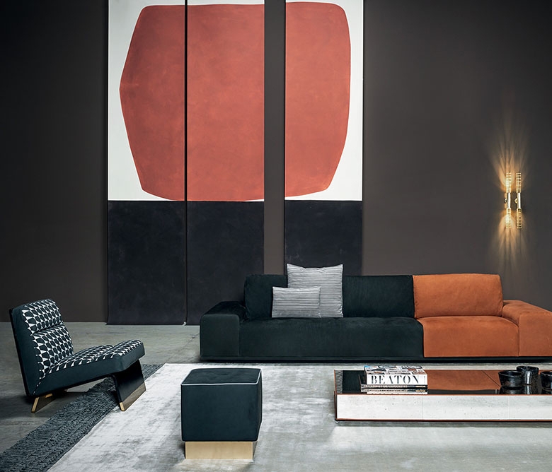 Low Profile Curved Sofa Design: Organic Curves Greige Textured Sectional