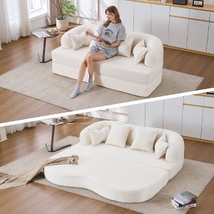 Low Profile Foldable Floor Couch Sleeper with Four Pillow Set