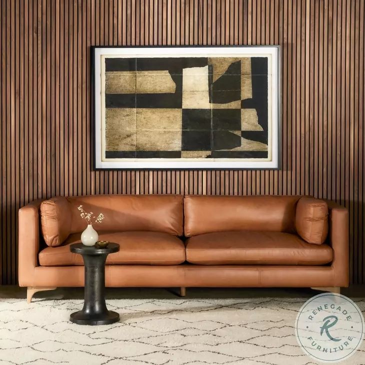 Low Profile Sofa Leather-Like Thin Metal Legs Pedestal Base