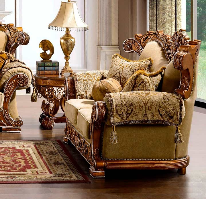 Luxury Sofa in Classic Baroque Style with Antique Gold Finish (65 chars)