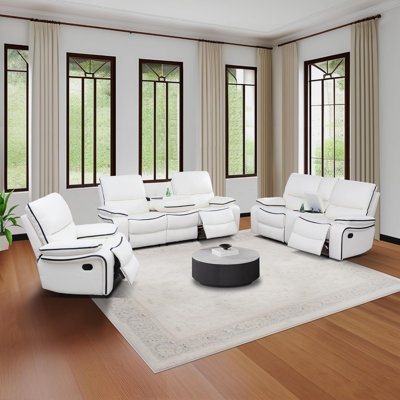 Manual Reclining Living Room Set with Plush Pillow Top Arms