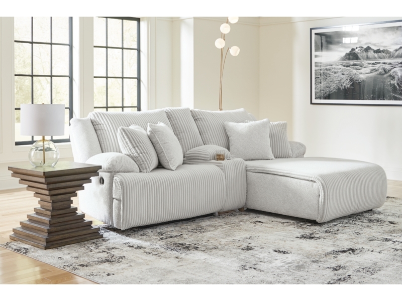 Manual Reclining Sectional with Chaise Lounge and Console in Charcoal