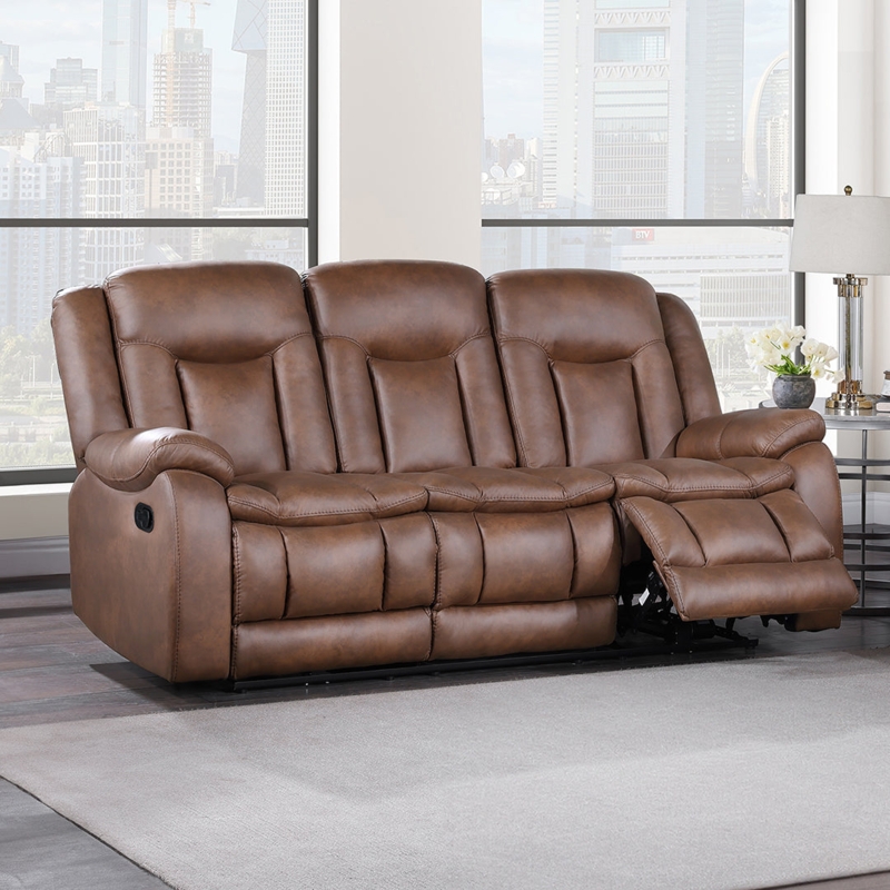 Manual Reclining Sofa with Pillow-Top Arms and Split-Back Cushions