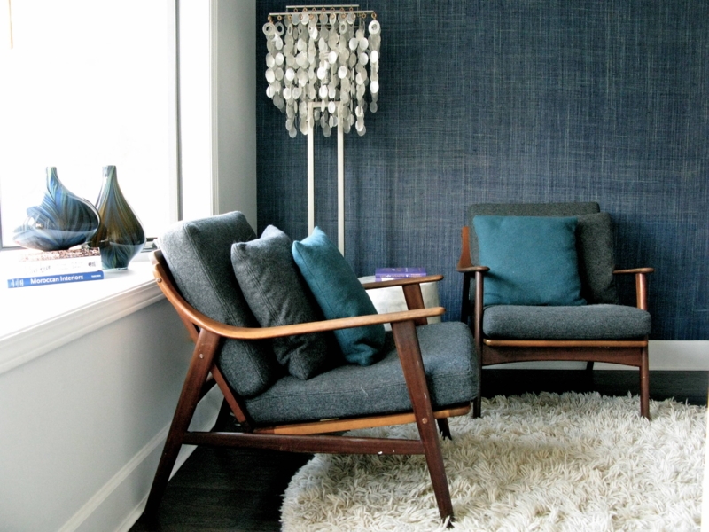 Marble and Gold Coffee Table with Wood-Framed Accent Chairs