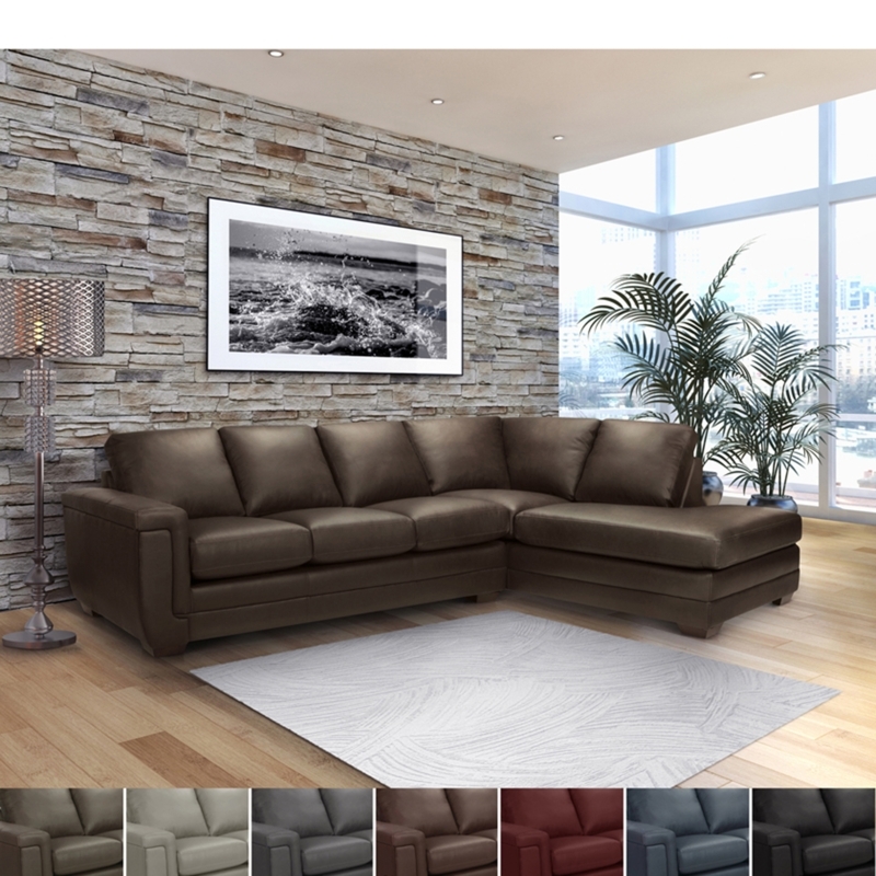 Maroon Red Leather Sectional Low Profile Metal Legs