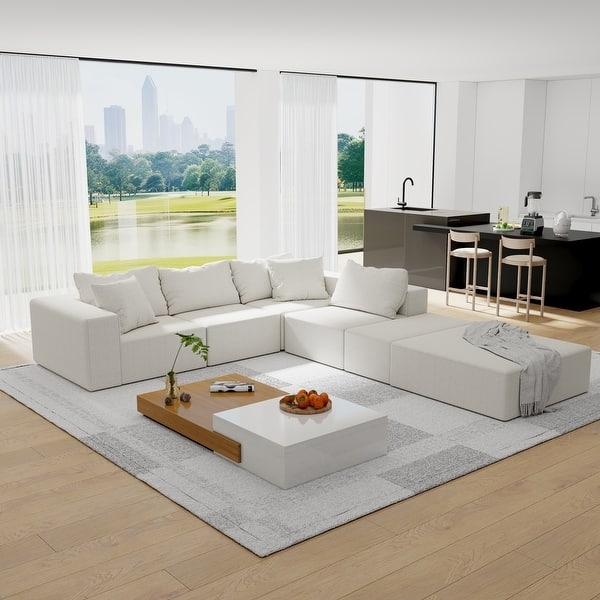 Marshmallow Style Modular Sectional Cream Chenille