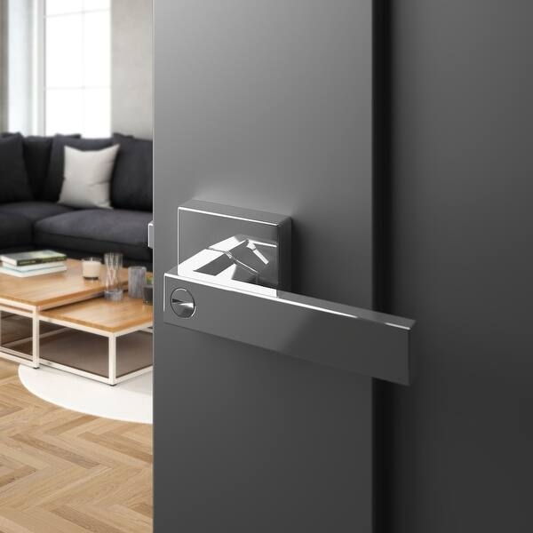 Matte Black Privacy Door Lever Set with Square Rosette