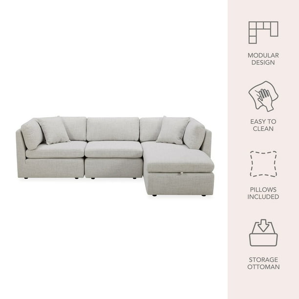 Member's Mark Lindsey Modular Fabric Sofa with Storage Ottoman - 