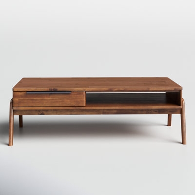 Mid-Century Coffee Table, Splayed Legs & Storage Drawer