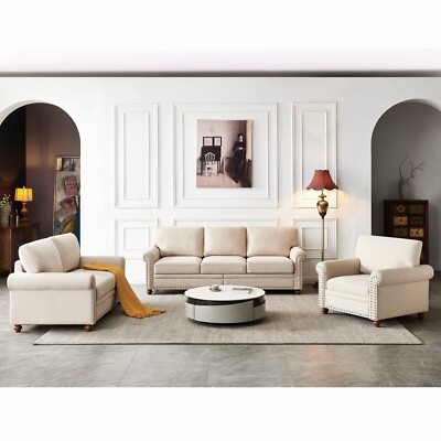 Mid-Century Light Gray Loveseat with Tapered Wood Legs