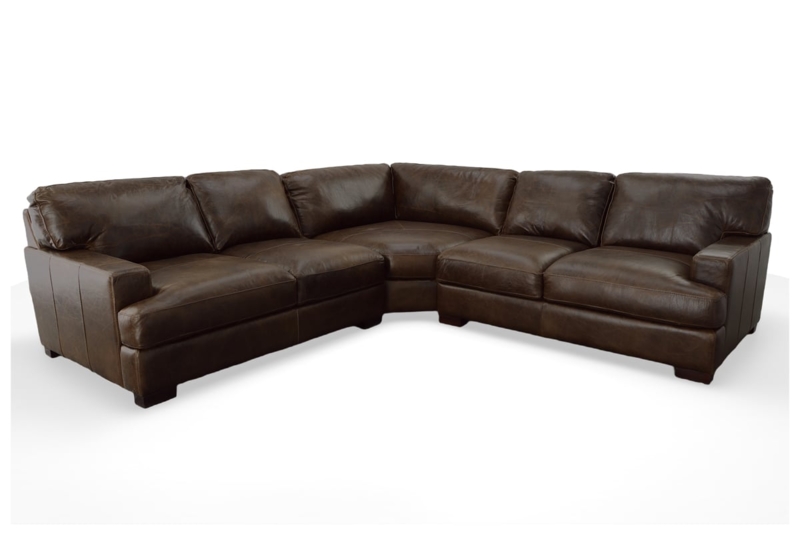 Mid-Century Modern Cognac Sectional with Tapered Wood Legs