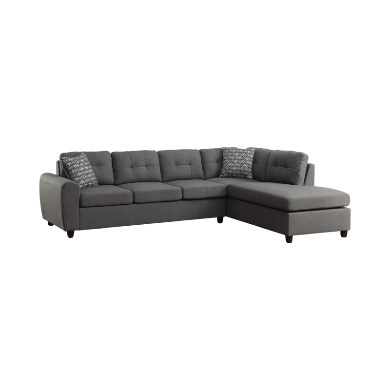 Mid-Century Modern Sectional Sofa in Charcoal Grey Fabric