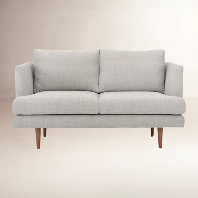 Mid-Century Modern Small Loveseat in Slate Blue with Tapered Legs