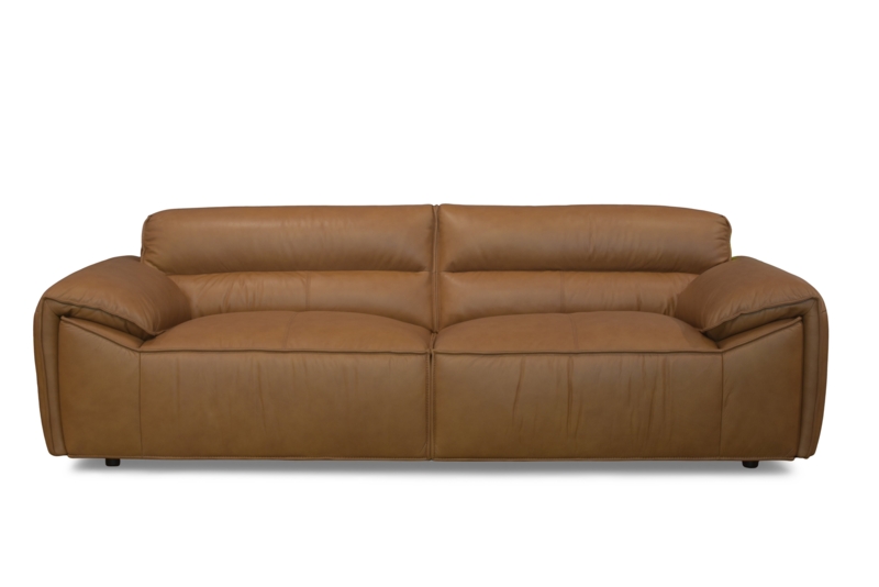 Mid-Century Modern Sofa with Bolster Pillows and Tapered Wood Legs