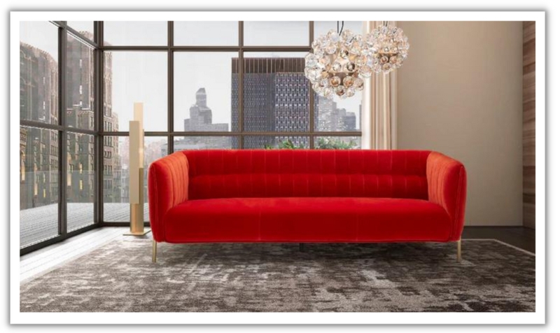 Mid-Century Modern Sofa with Tufted Back & Tapered Legs