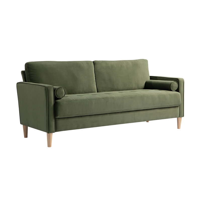 Mid Century Sofa Light Grey Tufted Back Tapered Legs