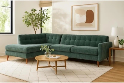 Midnight Jade Sectional L-Shaped Loose Back Track Arms Urban Apartment