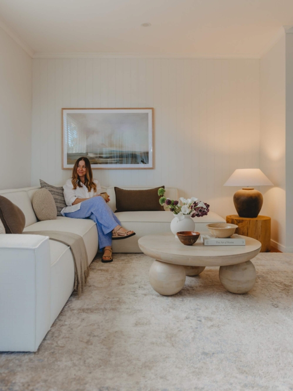 Minimalist Beige Low Profile Sectional with Extended Chaise