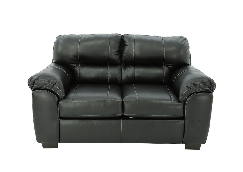 Minimalist Black Loveseat Thick Cushions Block Legs