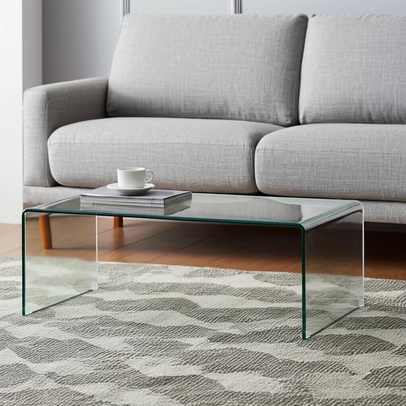 Minimalist Clear Glass Coffee Table with Seamless Bent Design