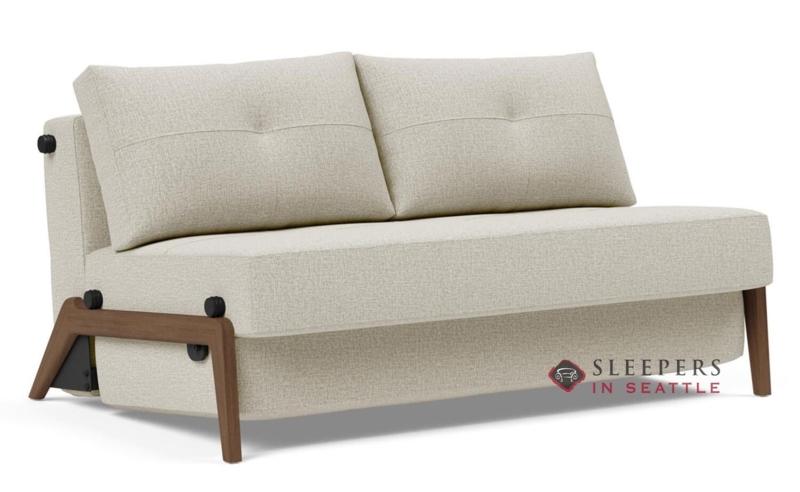 Minimalist Light Gray Armless Sleeper Sofa with Tapered Legs