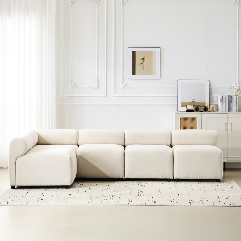 Minimalist Modular Sectional Sofa Featuring Chunky Block Arms