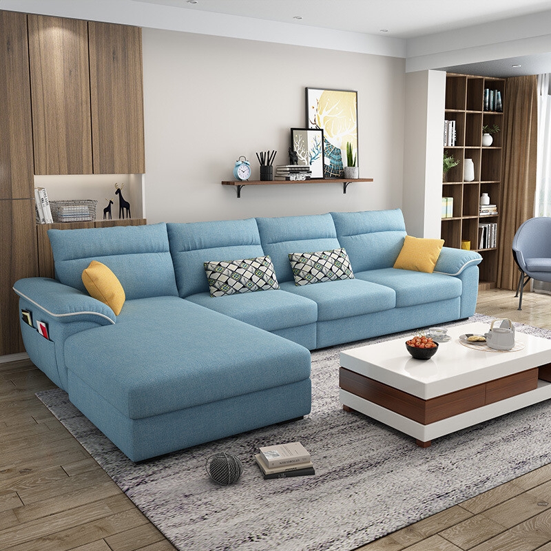 Minimalist Sectional Sofa: Light Gray Technology Fabric Look