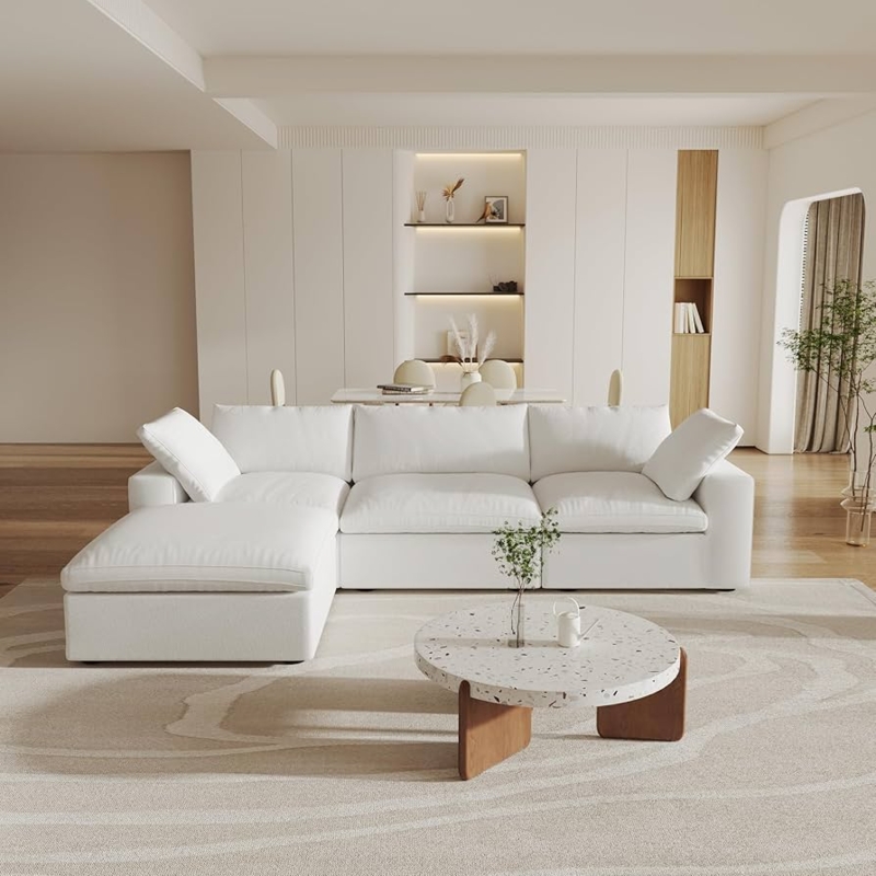 Minimalist Sectional Sofa with Down Filled Look Cushions