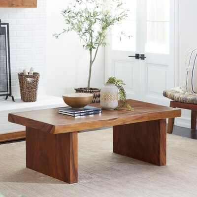 Minimalist Sled Base Coffee Table with Open Profile Light Wood Top