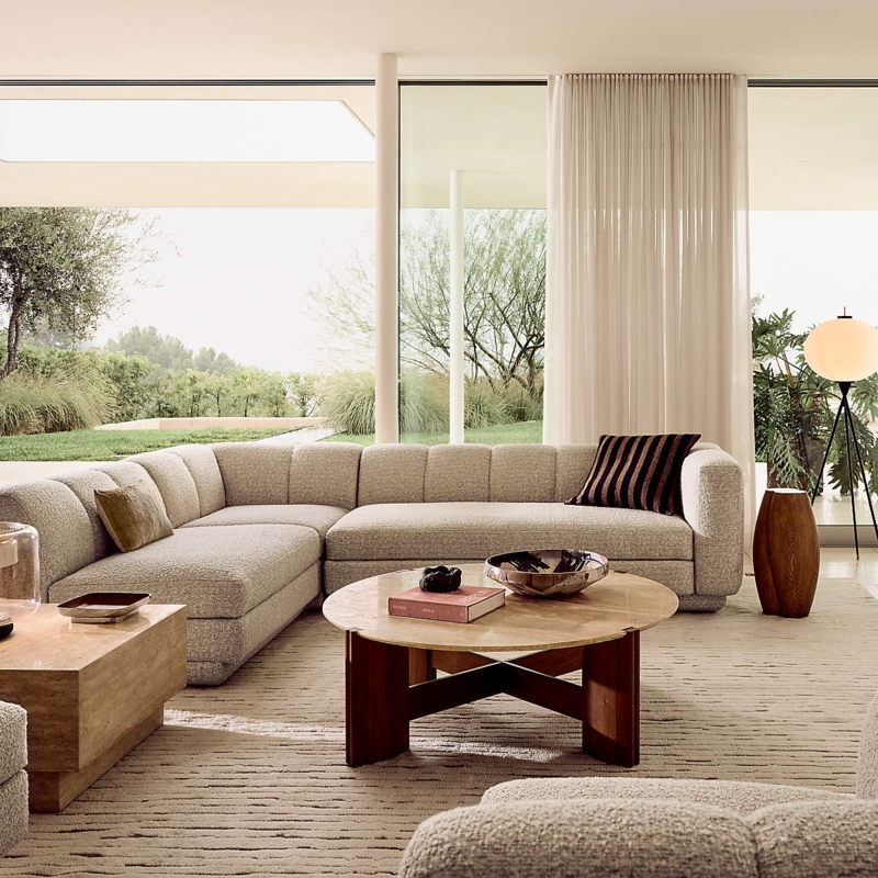 Minimalist Taupe L-Shaped Sectional Sofa with Thin Black Metal Legs