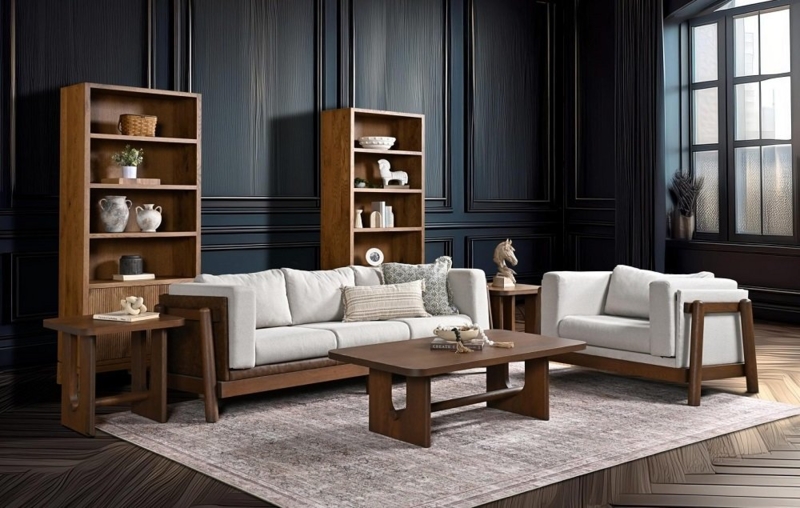 Mission Style Living Room Set Slatted Sides Craftsman Silhouette