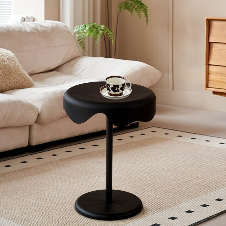 Mobile Side Table with Casters, Integrated Handle, and Two Tiers
